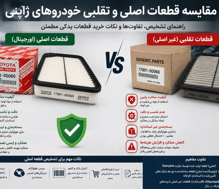 مقایسه قطعات اصلی و تقلبی خودروهای ژاپنی؛ چگونه قطعه اصل را تشخیص دهیم؟